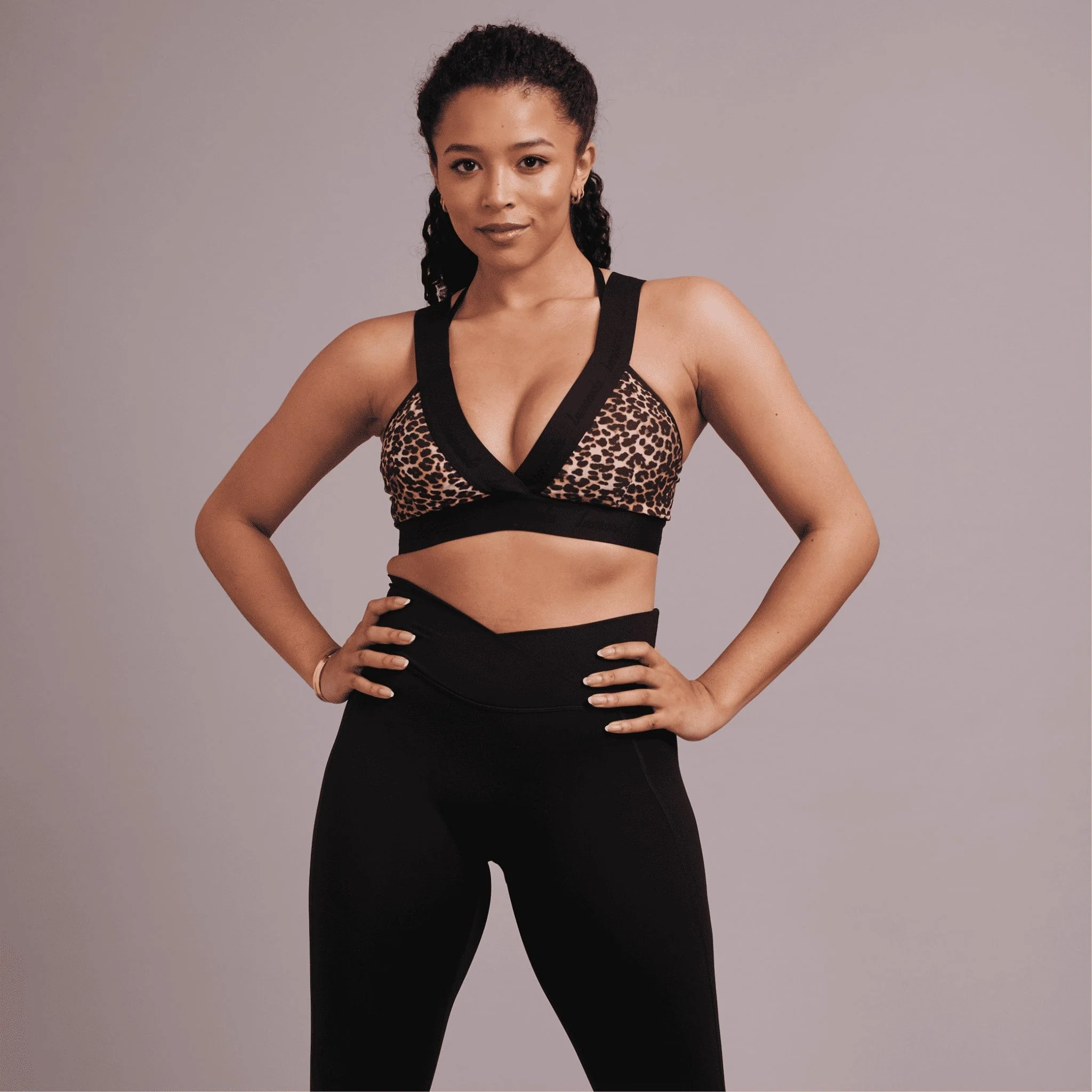 Cross Strap Sports Bra - Leopard - Image 4