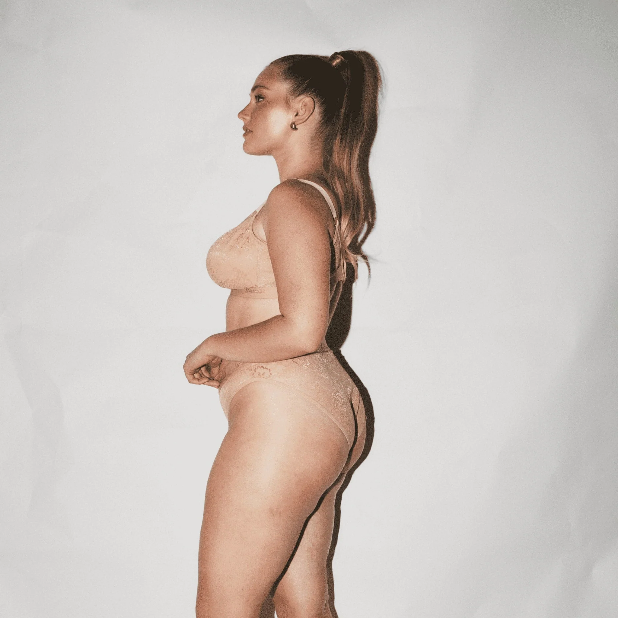 Nude Lace Brief - Caramel - Image 5