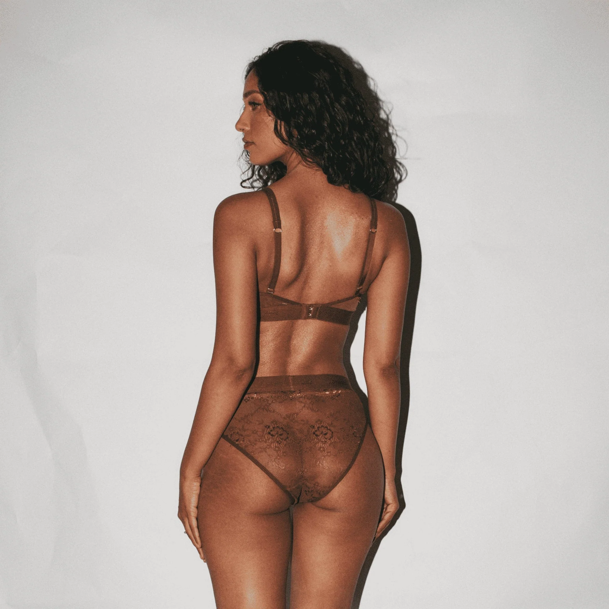 Nude Lace Brief - Toffee - Image 2