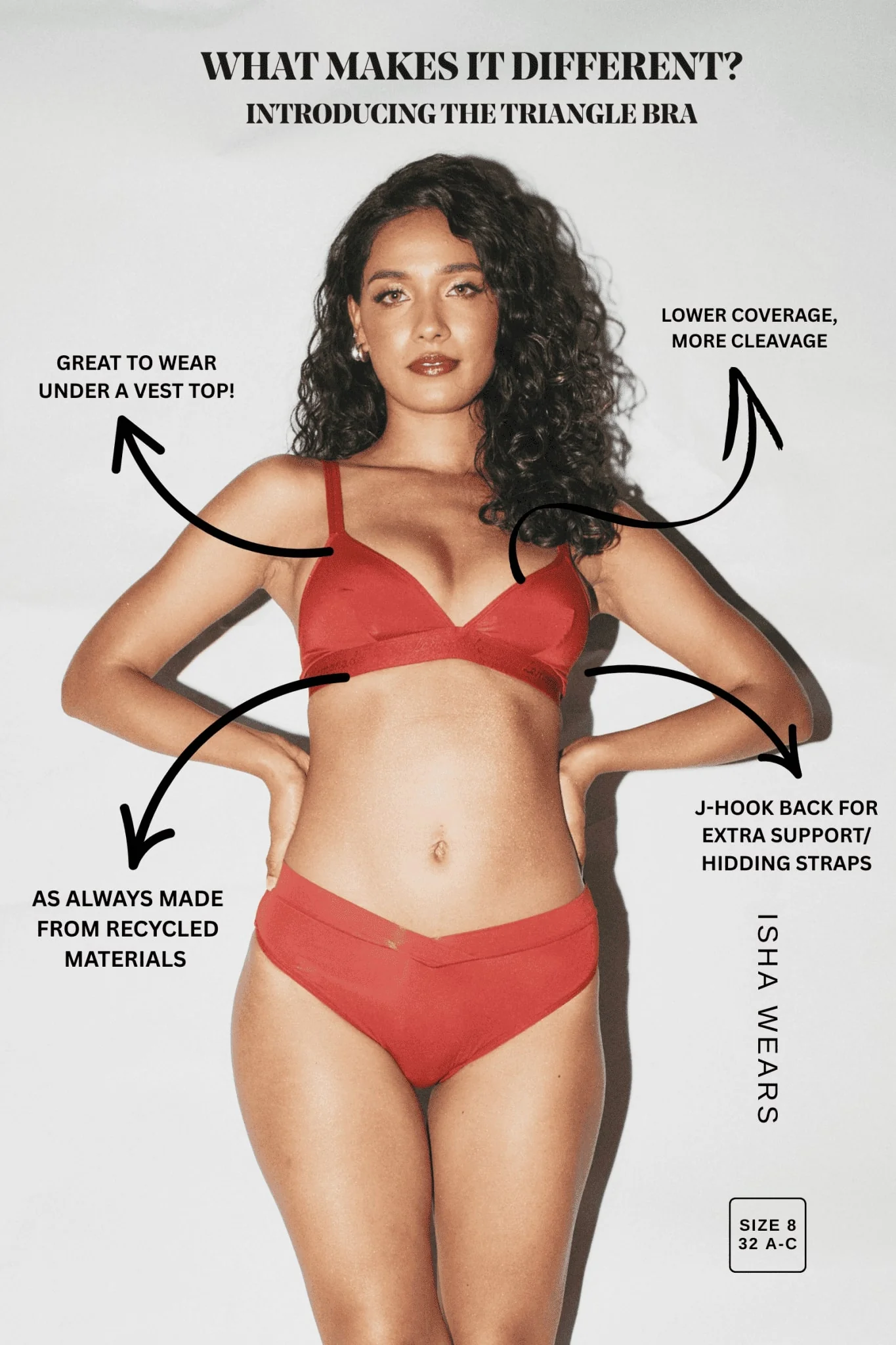 Second Skin Triangle Bralette - Deep Red - Image 3