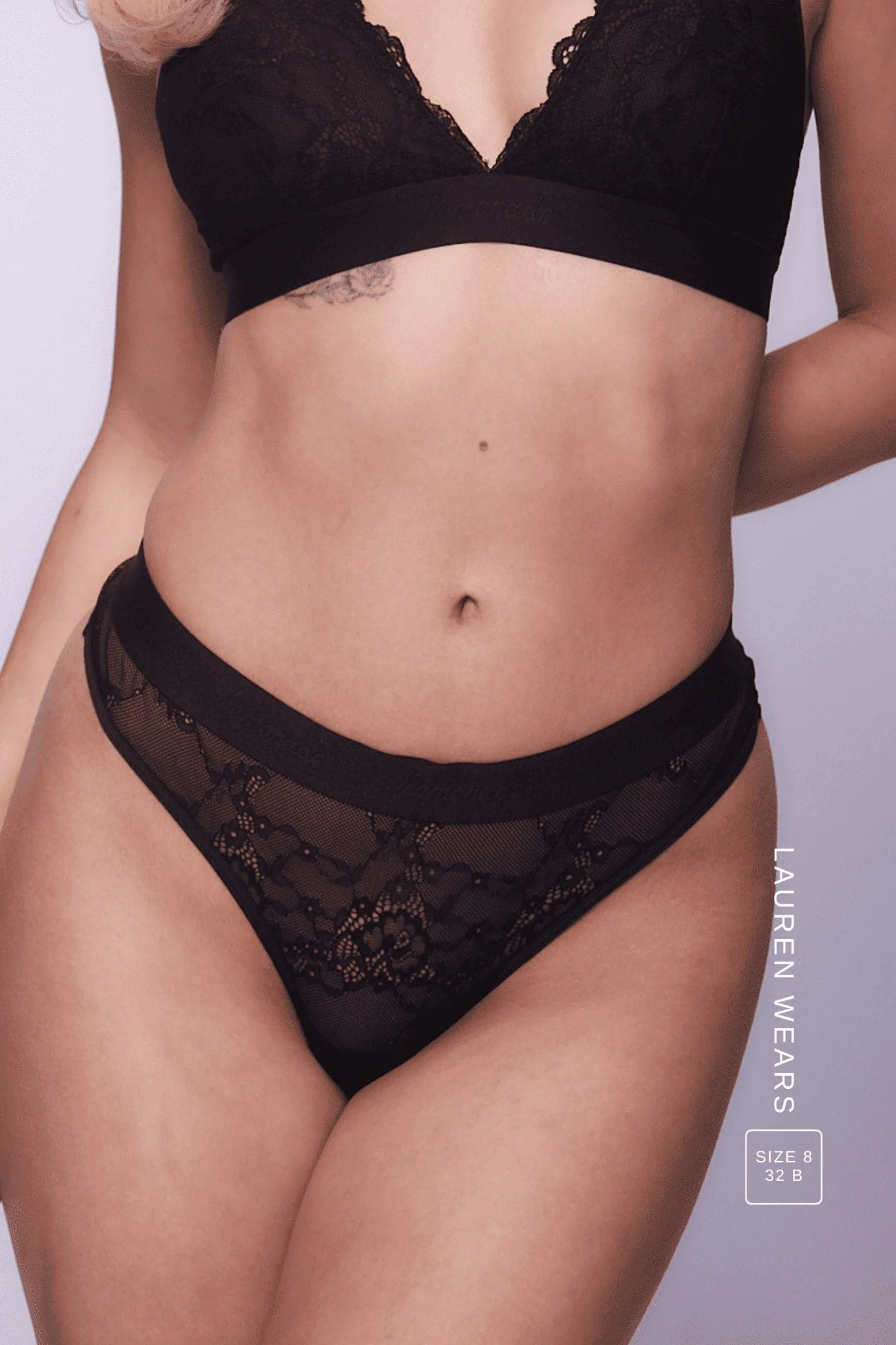 Signature Lace Thong - Black - Image 3