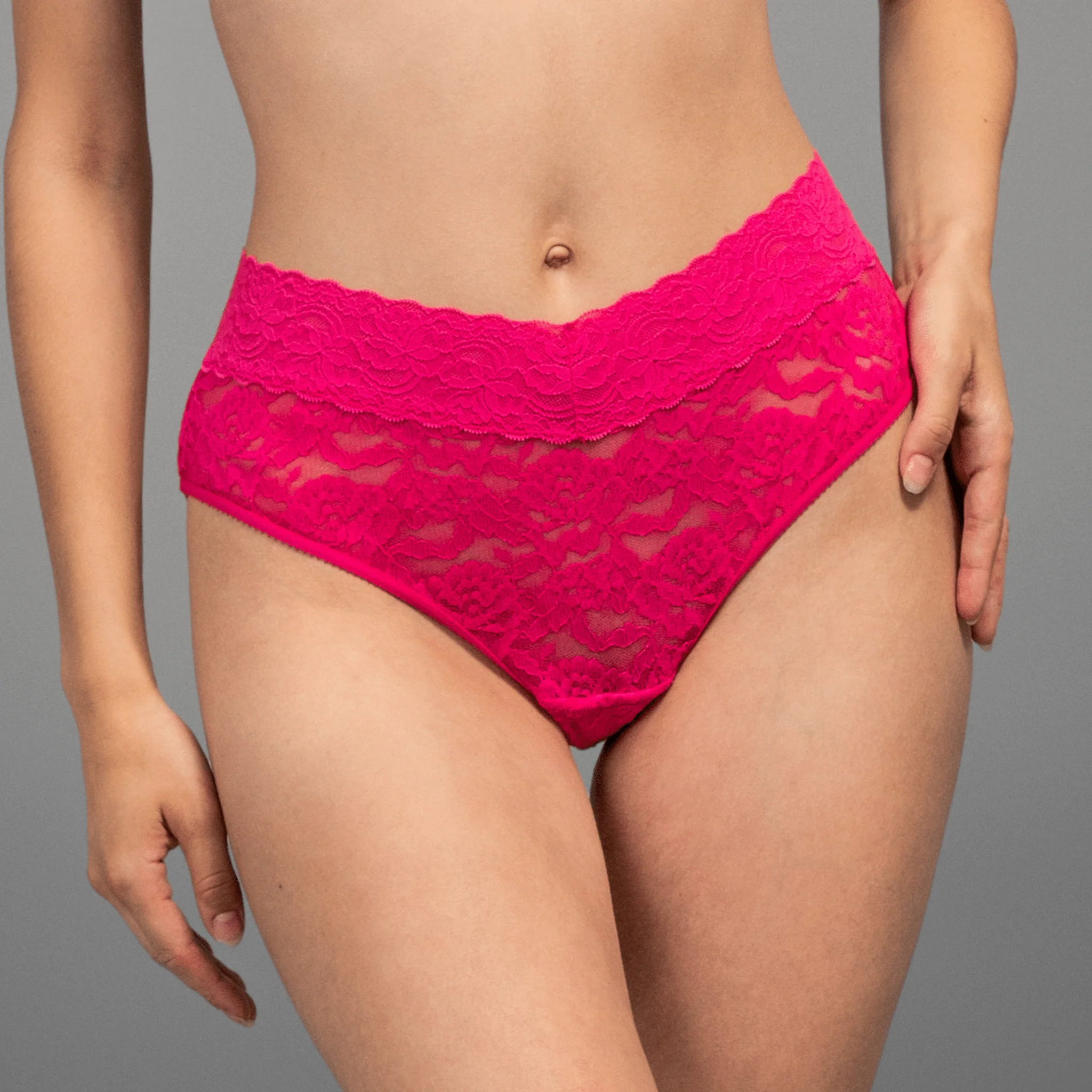 Stretch Lace Brief - Pink - Image 2