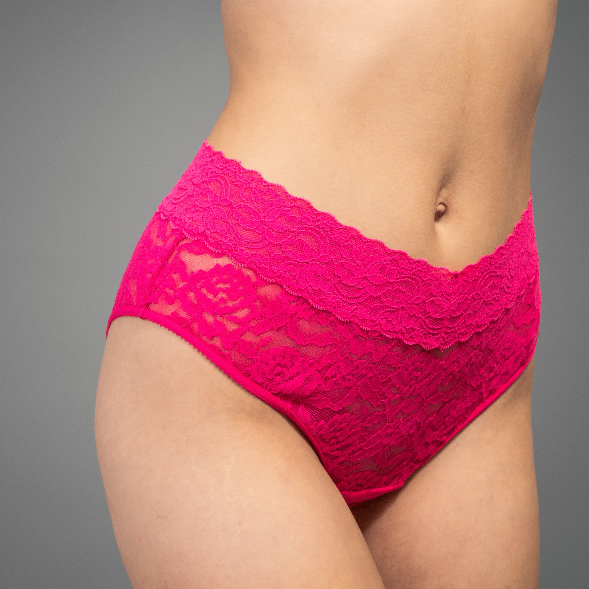 Stretch Lace Brief - Pink - Image 3