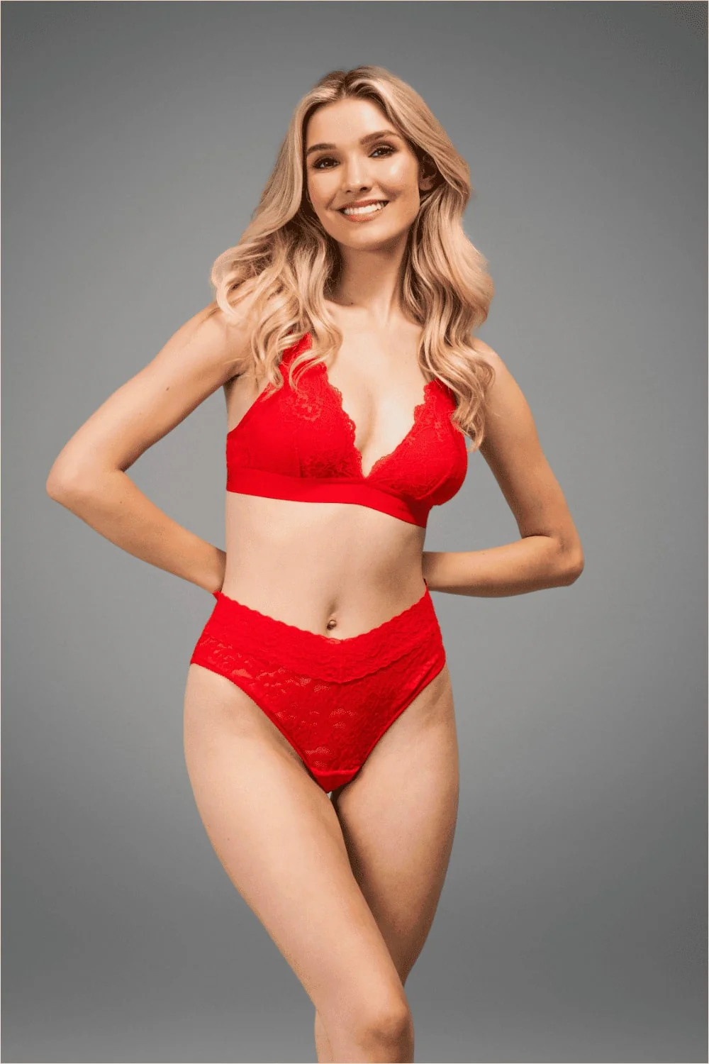 Stretch Lace Brief - Red