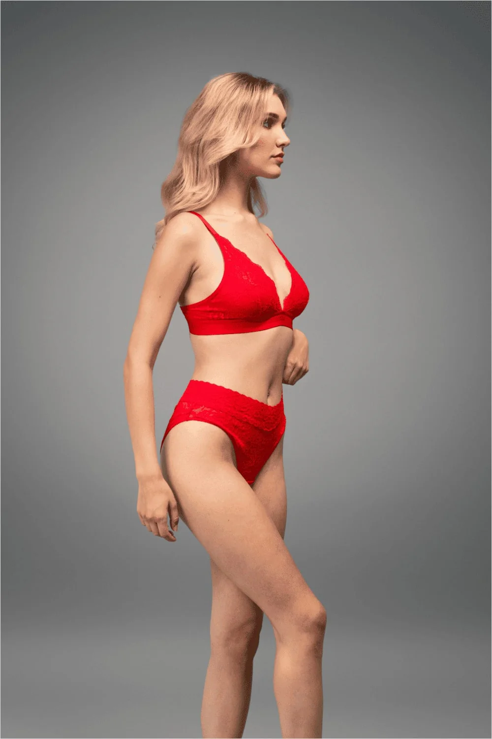Stretch Lace Brief - Red - Image 3