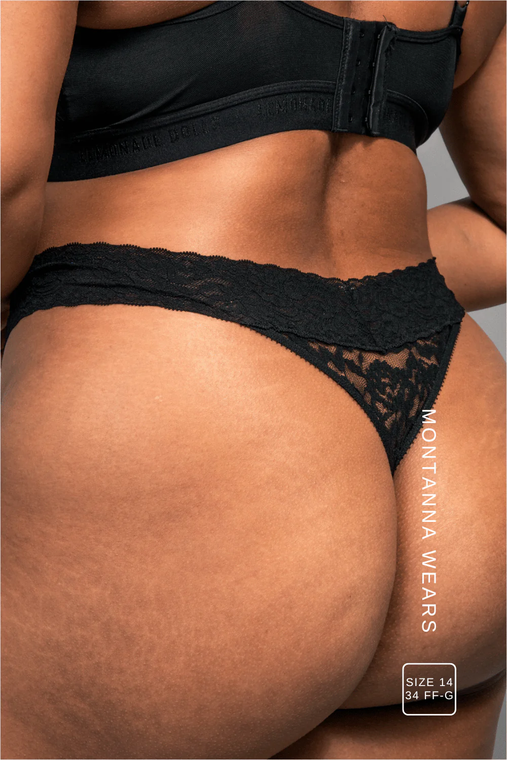 Stretch Lace Thong - Black