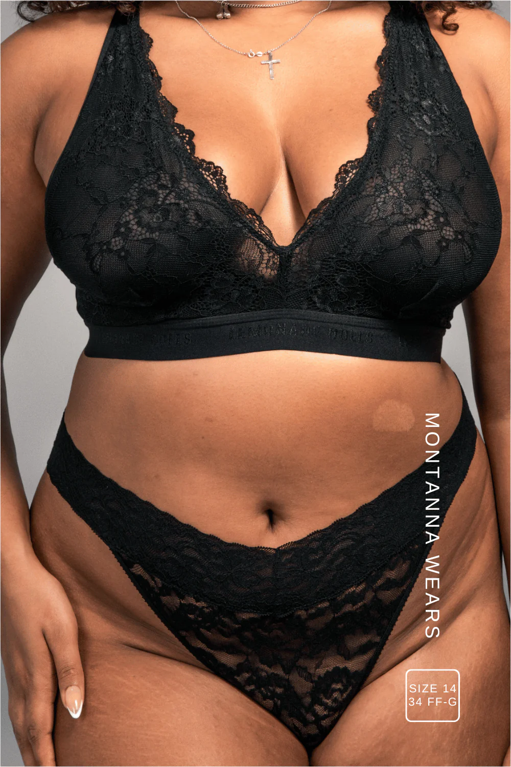 Stretch Lace Thong - Black - Image 2