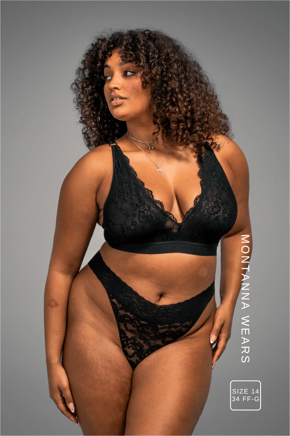 Stretch Lace Thong - Black - Image 4