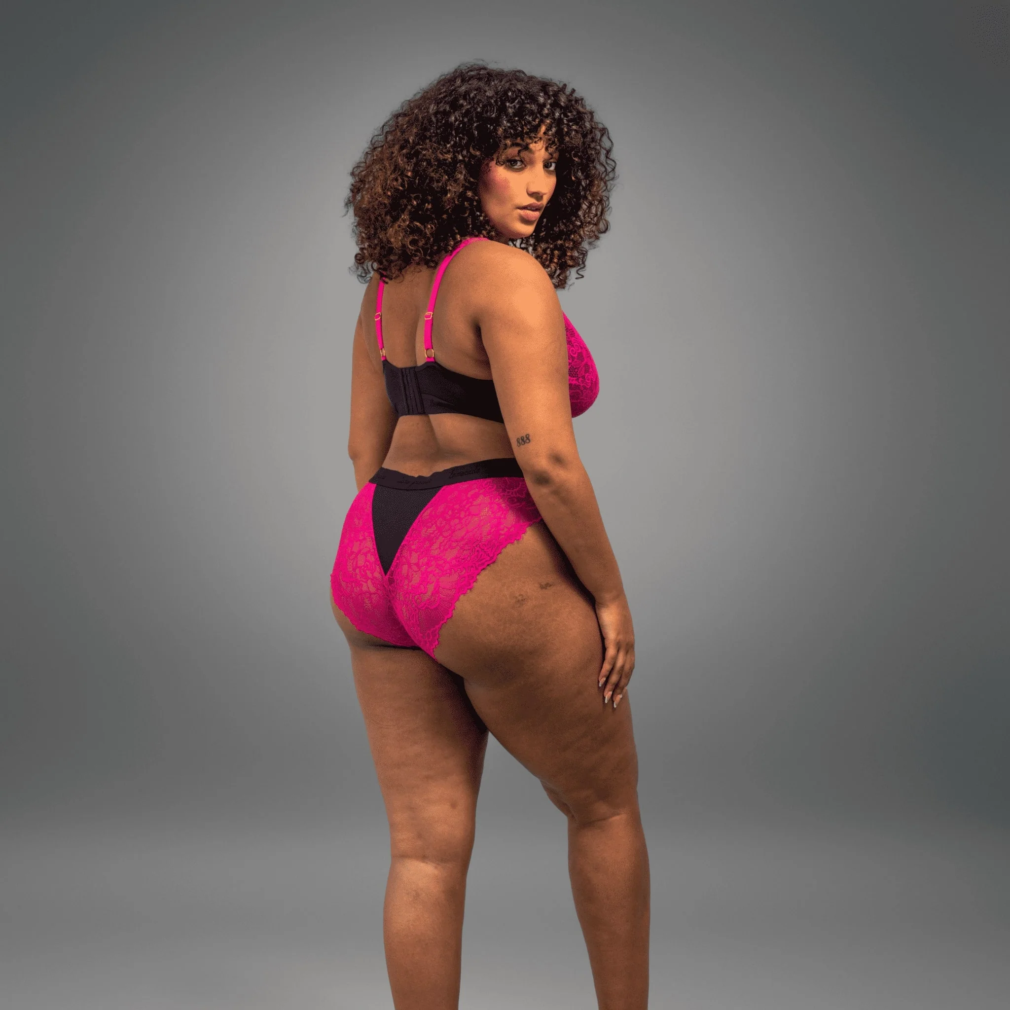 Synergy Lace Brief - Navy & Pink - Image 2