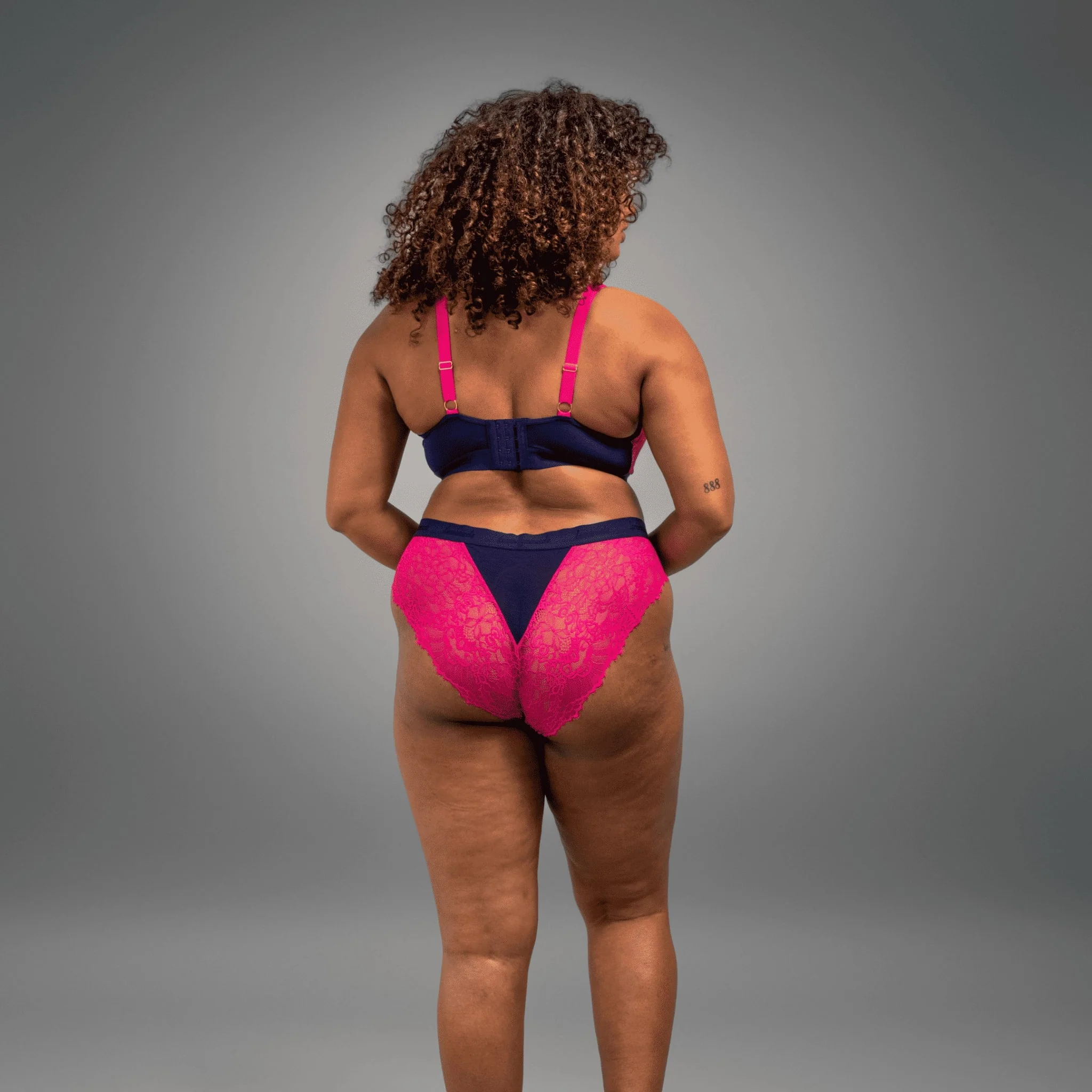 Synergy Lace Brief - Navy & Pink - Image 4