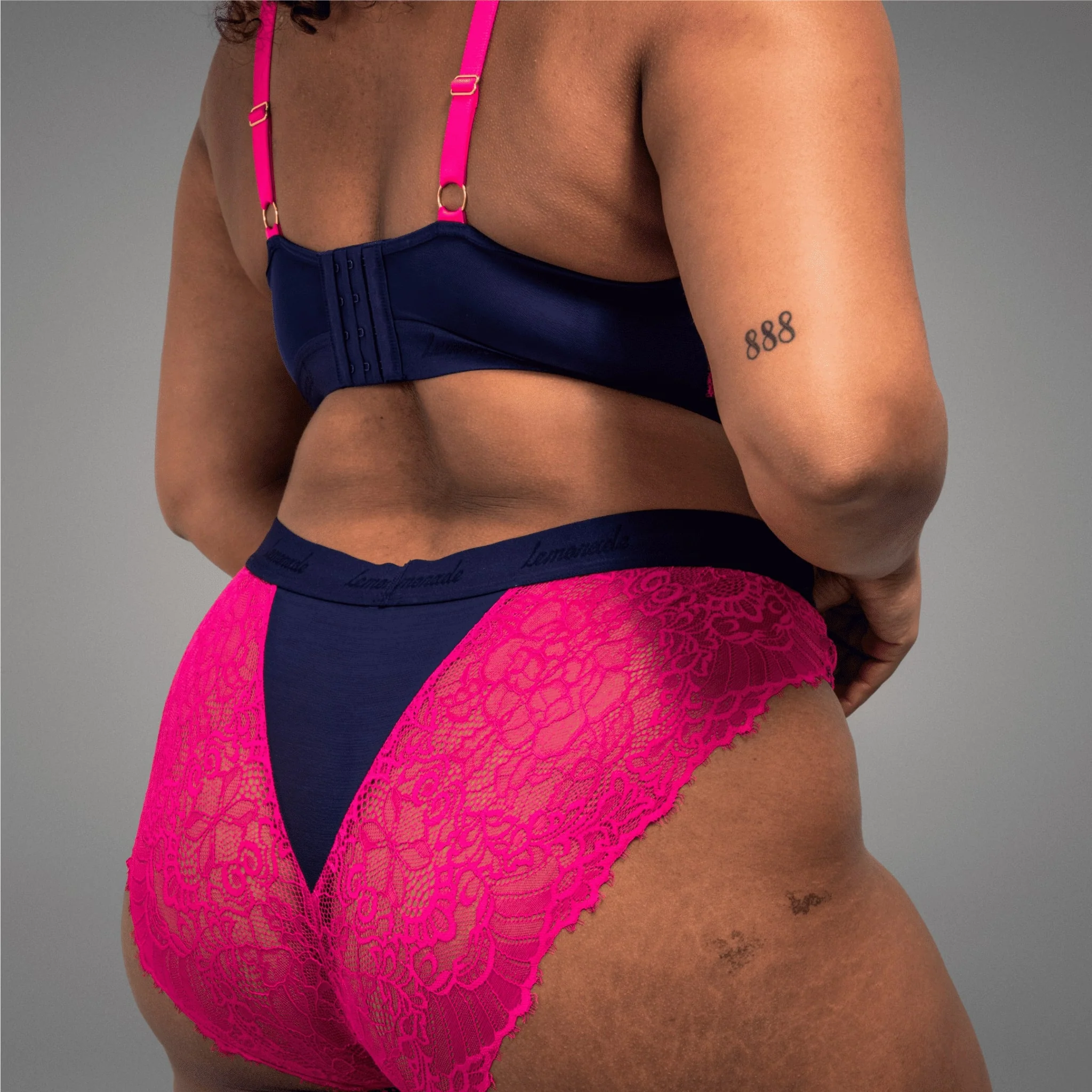 Synergy Lace Brief - Navy & Pink - Image 5