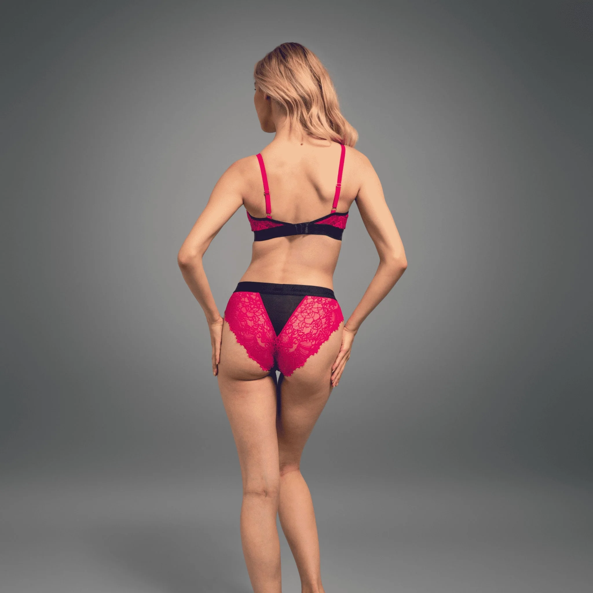 Synergy Lace Brief - Navy & Pink - Image 6