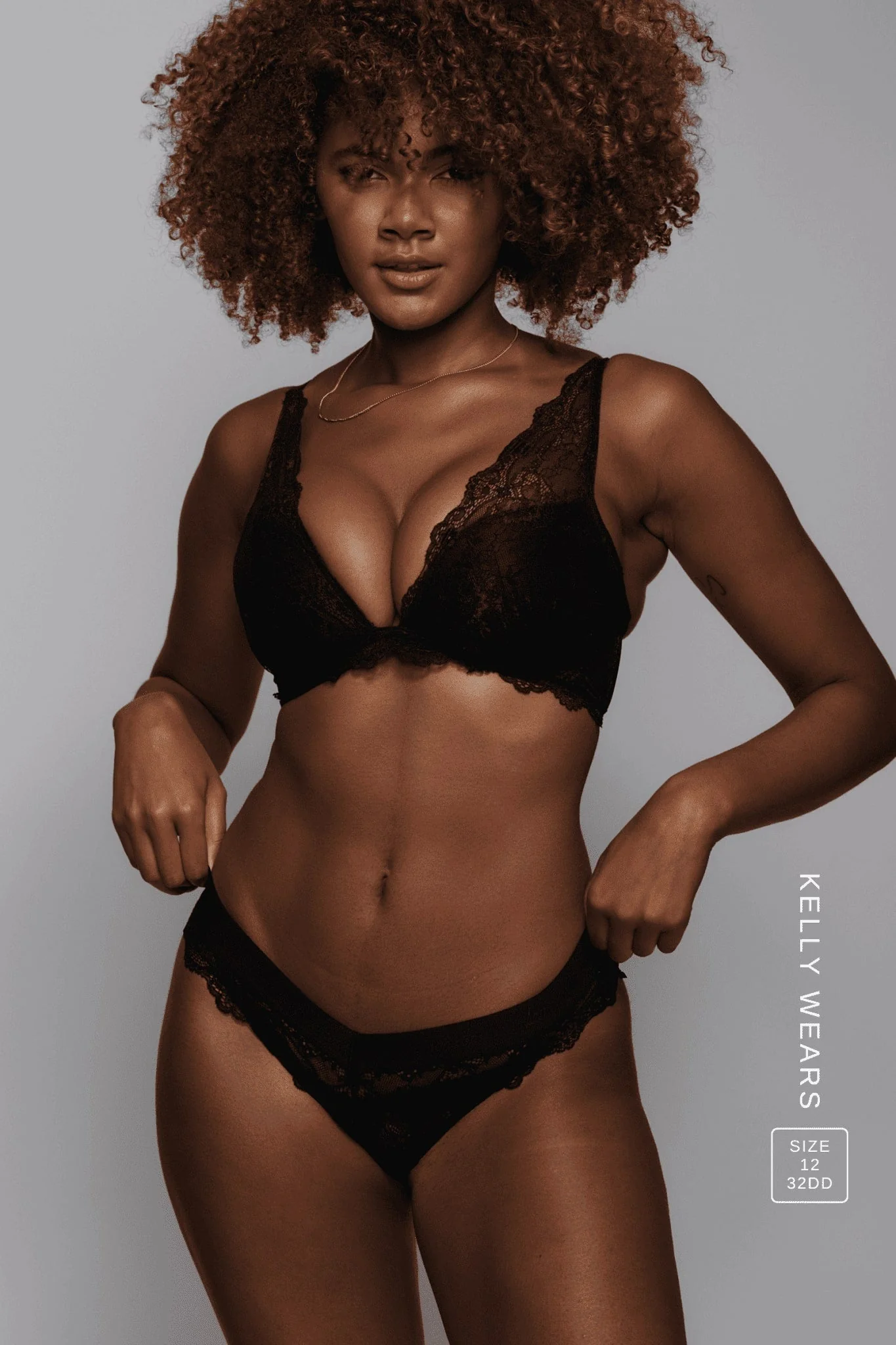 All Wonder, Push Up Bra & V Brazilian Set - Black - Image 5